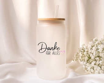 Iced coffee glass | Personalized | Frosted glass | Thank you for everything