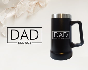 Laser engraved stainless steel beer mug - Dad