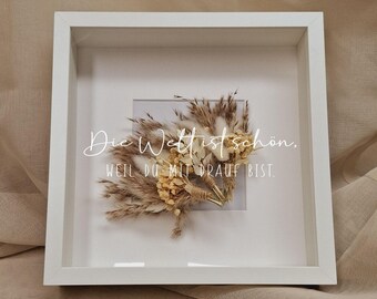 Bridal bouquet frame 3D - picture frame for bridal bouquet - flower frame with saying
