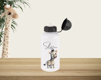 Children's drinking bottle | 500 ml | Personalized | Safari animal | Kindergarten | School | Gift | Aluminium
