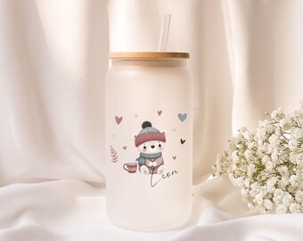 Iced coffee glass | Personalized | Frosted glass | Gift | Winter | Christmas