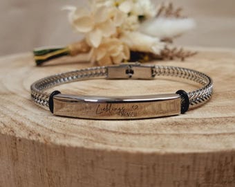 Men's Bracelet - Engraving - Personalized - Stainless Steel - Gift - Fashion Jewelry - Father's Day