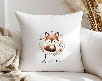 Pillowcase (40.6 x 40.6 cm) - Fox Motif - Personalized - Gift