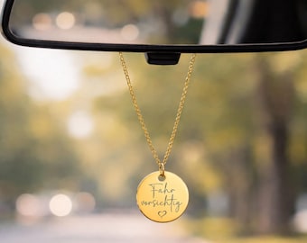 Car chain - lucky charm - Drive safe - Drive carefully - Rose gold, gold or silver - Engraving - Fashion jewelry - Gift