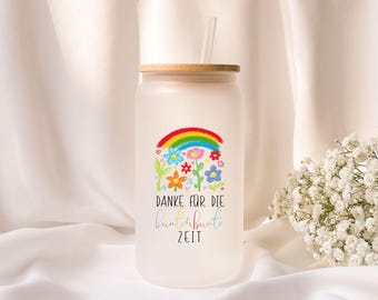 Iced coffee glass | Kindergarten teacher | Thank you for the colorful time | Milk glass | Gift | Personalized