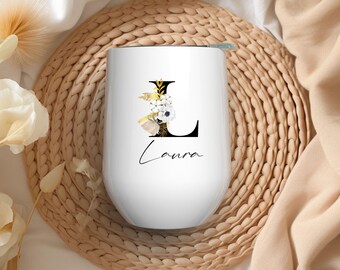 Personalized Thermo Mug - Coffee - Gift - Tea - Flowers