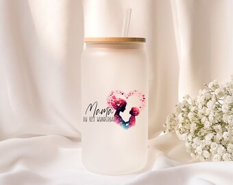 Iced coffee glass | Personalized | Frosted glass | Mom you are wonderful