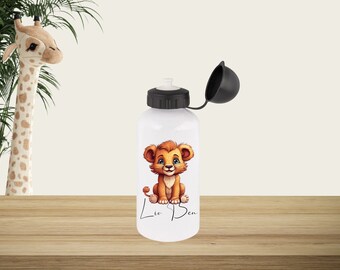 Aluminium drinking bottle 500 ml personalized with safari animal