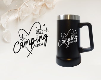 Laser engraved stainless steel beer mug - Camping -
