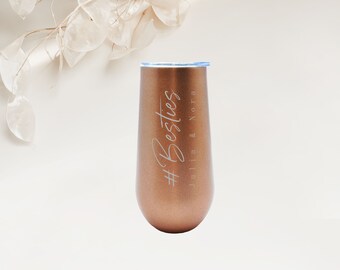 Personalized - Laser Engraved Champagne Sparkling Wine Thermo Mug - Besties - Best Friend