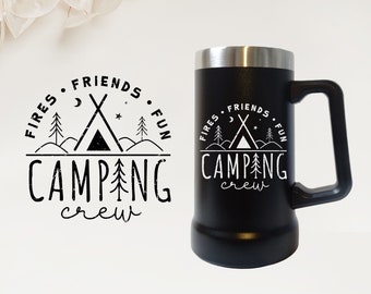 Laser engraved stainless steel beer mug - Camping -