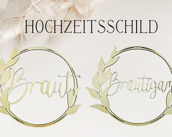 2x wedding signs - chair signs diameter 30 cm