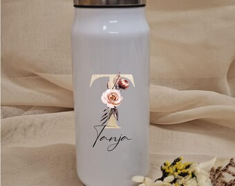 Personalized thermos flask with folding straw - 350 ml - stainless steel - sports - to-go - kindergarten - school - leisure - fitness - motif