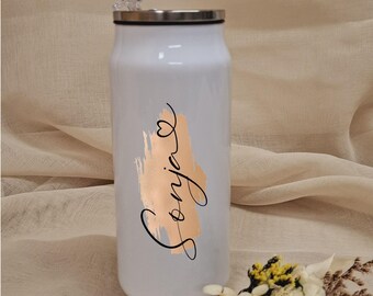Personalized thermos flask with folding straw - 350 ml - stainless steel - sports - to-go - kindergarten - school - leisure - fitness - motif