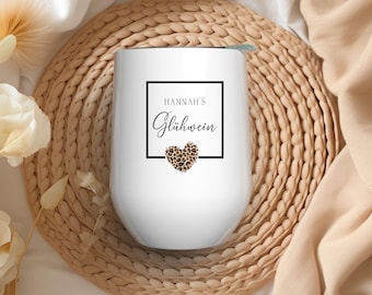 Thermos mug - leopard print - mulled wine - gift - to go - personalized