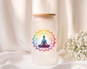 Iced coffee glass | Frosted glass | Gift | Yoga |
