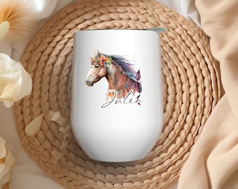 Thermo mug - horse - own text - gift - personalized