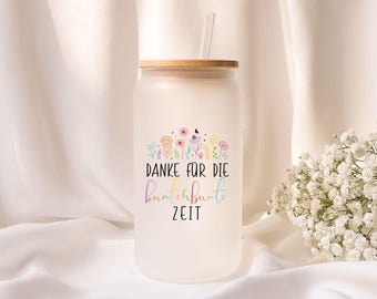 Iced coffee glass | Kindergarten teacher | Thank you for the colorful time | Milk glass | Gift | Personalized