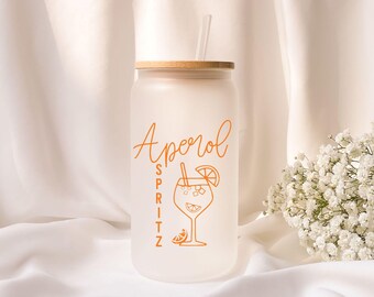 Iced coffee glass | Personalized | Frosted glass | Aperol | Summer | Beach | Cocktail |