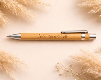 Personalized bamboo ballpoint pen with engraving – Sustainable wooden pen – Gift idea: farewell gift, wedding gift, party favor, name