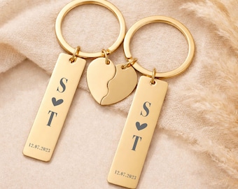 Personalized partner keychains with heart – set of 2 for couples – gift for couples & Valentine's Day – your desired text