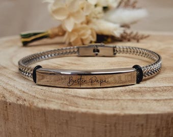 Men's Bracelet - Best Dad - Engraving - Personalized - Stainless Steel - Gift - Fashion Jewelry - Father's Day