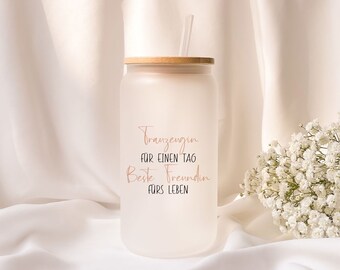 Iced coffee glass | Personalized | Maid of honor for a day | Frosted glass | Gift