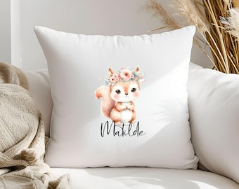 Pillowcase (40.6 x 40.6 cm) - Squirrel Motif - Personalized - Gift