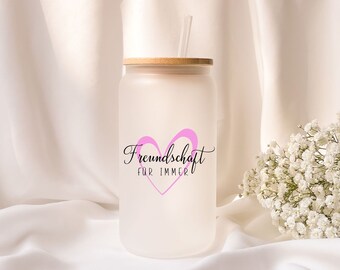 Iced coffee glass | Personalized | Frosted glass | Friendship forever