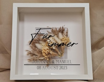 Bridal bouquet frame 3D - picture frame for bridal bouquet - flower frame with saying