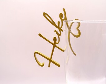 Name plate glass pendant, place cards to hang up