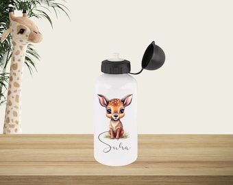 Aluminium drinking bottle 500 ml personalized with deer