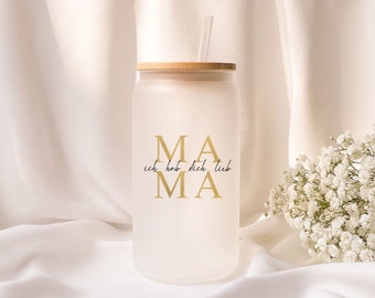 Iced coffee glass | Personalized | MAMA I love you | Milk glass | Gift
