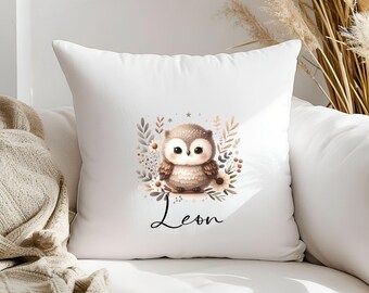 Pillowcase (40.6 x 40.6 cm) - Owl Motif - Personalized - Gift