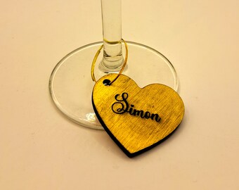 Glass pendants, place cards for wine/champagne glasses