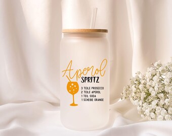 Iced coffee glass | Personalized | Frosted glass | Aperol | Summer | Beach | Cocktail |