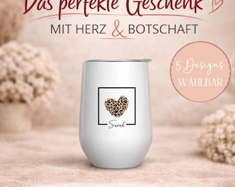 Personalized thermal mug with name and leopard print - Gift - Mom - Girlfriend