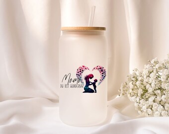 Iced coffee glass | Personalized | Frosted glass | Mom you are wonderful