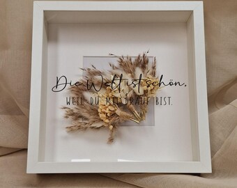 Bridal bouquet frame 3D - picture frame for bridal bouquet - flower frame with saying