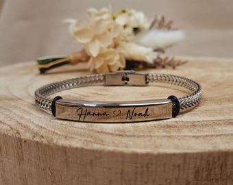 Men's Bracelet - Engraving - Personalized - Stainless Steel - Gift - Fashion Jewelry - Father's Day