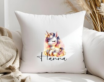 Pillowcase (40.6 x 40.6 cm) - Unicorn Motif - Personalized - Gift