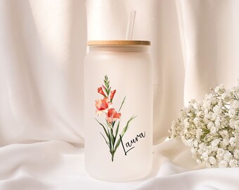 Iced coffee glass | Personalized | Frosted glass