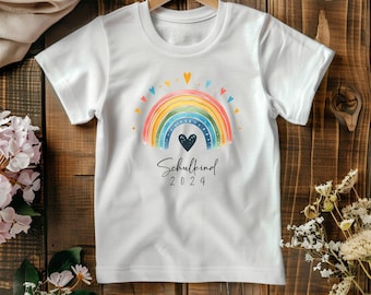 Schoolchild T-shirt 2024 rainbow colorful | First grader enrollment | School enrollment shirt first day of school start of school | Girl boy with name