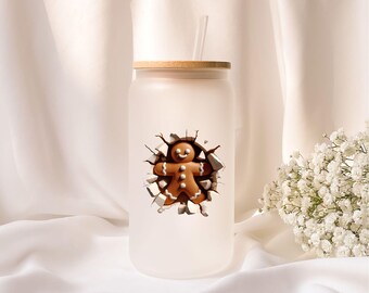 Iced coffee glass | Personalized | Frosted glass | Gift | Winter | Christmas