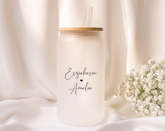 Iced coffee glass | Educator | best educator | frosted glass | gift | personalized