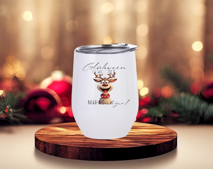 Featured listing image: Personalized thermal mug - Winter - Christmas - Mulled wine - Gift - ToGo - Elk - Santa Claus