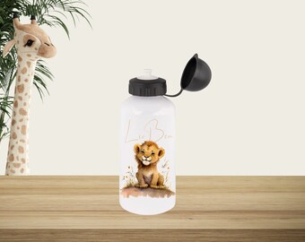 Aluminium drinking bottle 500 ml personalized with safari animal
