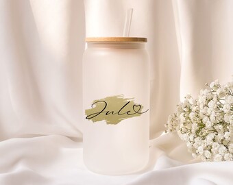 Iced coffee glass | Personalized | Frosted glass