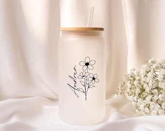 Iced coffee glass | Personalized | Frosted glass | Gift |