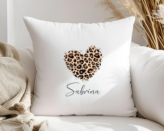 Pillowcase for every home (40.6 x 40.6 cm) Leopard Heart - Personalized - Gift